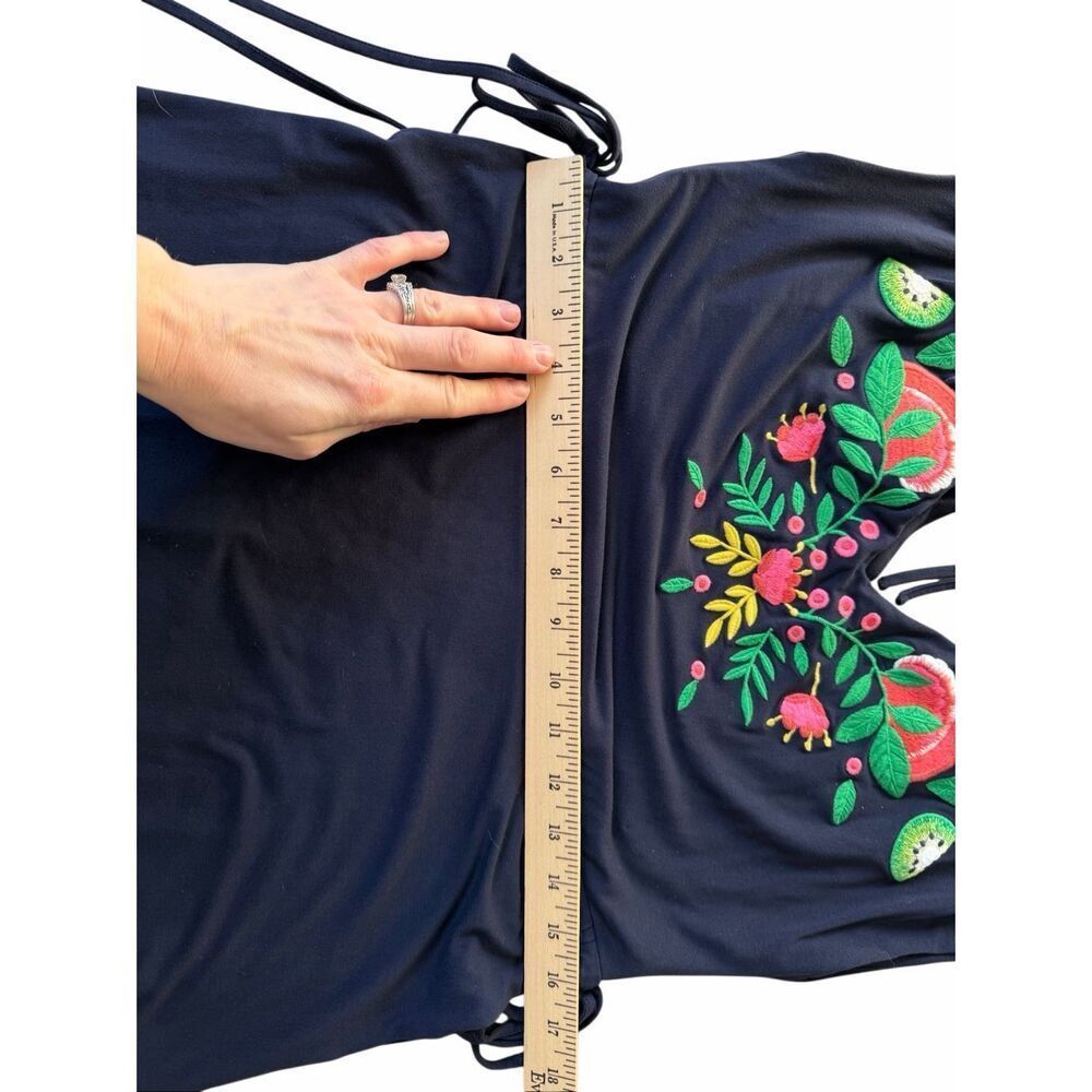 Boden Maxi Midi Dress Embroidered Short Sleeve Navy 4 - Picture 8 of 12